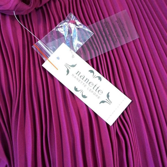 nanette Nanette Lepore High Neck Accordion Pleated Dress Sz 6 Bali Orchard NWT - Picture 10 of 13